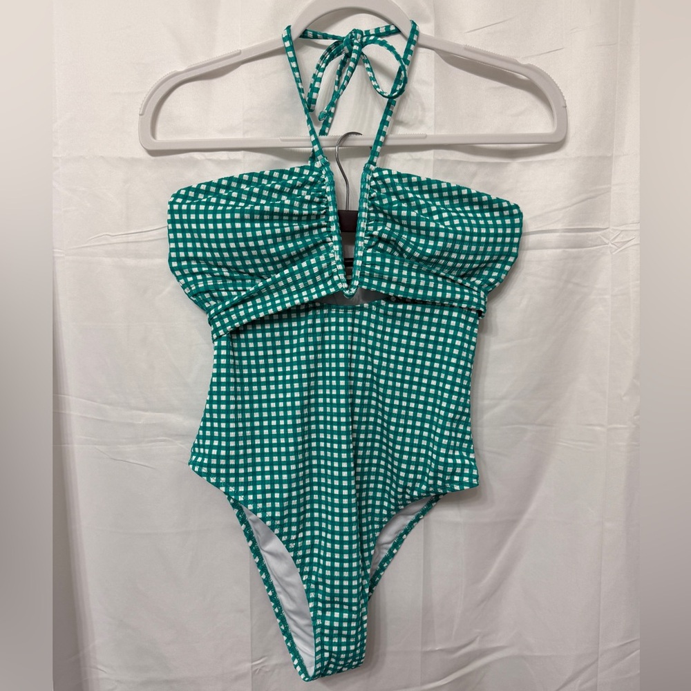 Cupshe Green Checkered One Piece Swimsuit